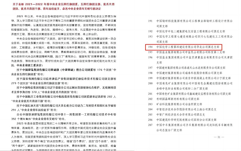点赞｜华北公司团总支部荣获“中央企业五四红旗团支部”荣誉！