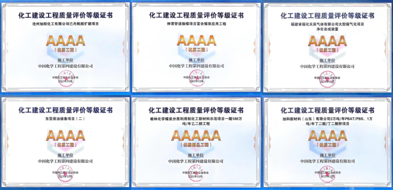 公司多个项目获评化工建设优质工程奖