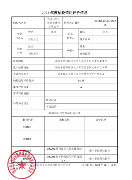 聚焦精益管理丨公司连续六年获评“纳税信用A级企业”